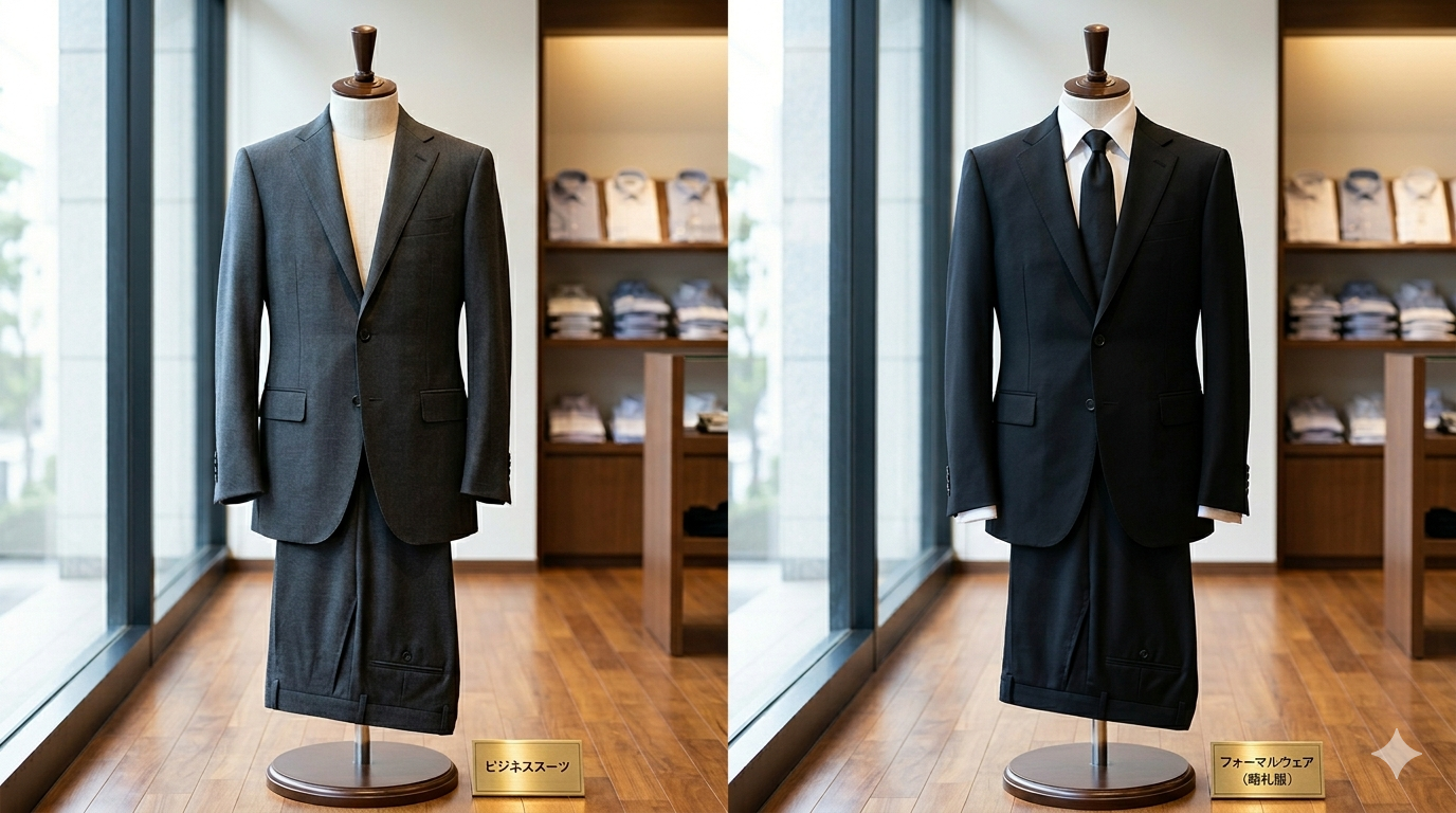 左がスーツ、右が礼服を視覚的に表しています。