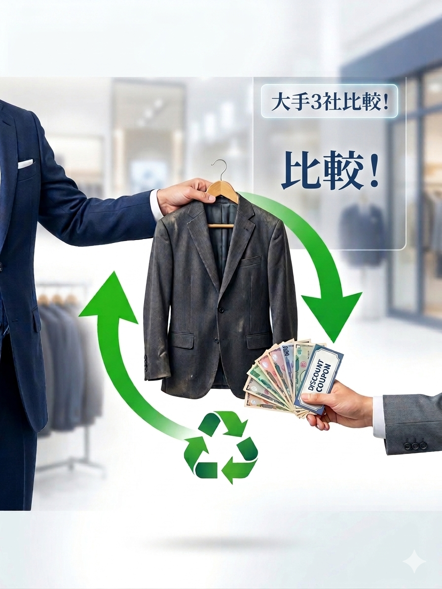 スーツの下取りサービスとリサイクル、大手3社比較のイメージ画像
