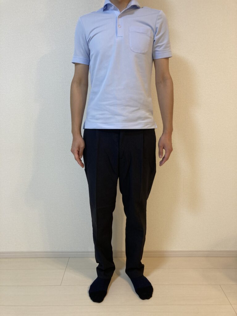 万能ウールライクストレッチパンツを正面から見た印象を伝えるための画像