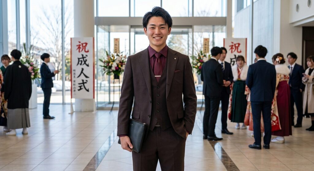 成人式におすすめのブラウンスーツのイメージ画像